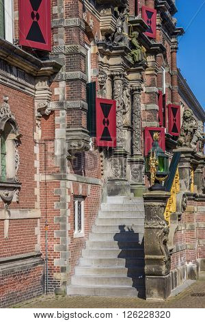 Entrance to the town hall of Bolsward Netherlands