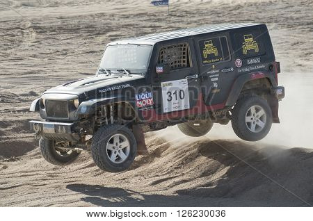 Off-road Truck Competing In A Desert Rally