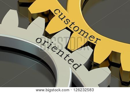 Customer Oriented concept on the gearwheels 3D rendering