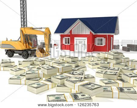 3d model house and construction site