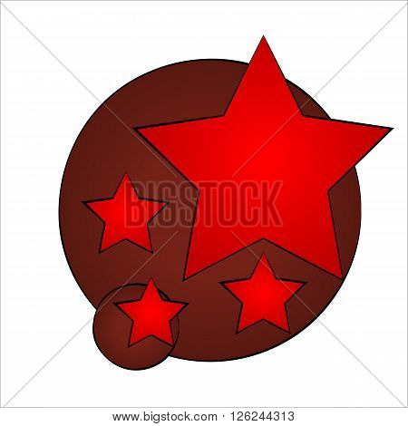 Abstract logo. Stars and brush strokes. Red brown black color.