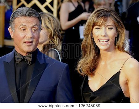 Sylvester Stallone and Jennifer Flavin at the 88th Annual Academy Awards held at the Dolby Theatre in Hollywood, USA on February 28, 2016.