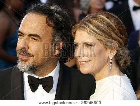 Alejandro G. Inarritu and Maria Eladia Hagerman at the 88th Annual Academy Awards held at the Dolby Theatre in Hollywood, USA on February 28, 2016.