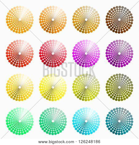a set of circular colored orange red. vector illustration
