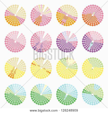 Set circular color different shades is not bright. vector illustration
