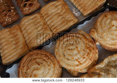 fresh bakery products buns pikelets close up