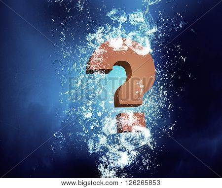 Question mark in water