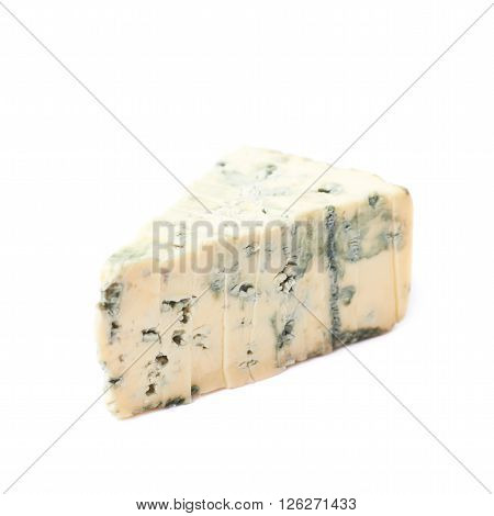 Blue roquefort cheese isolated over the white background