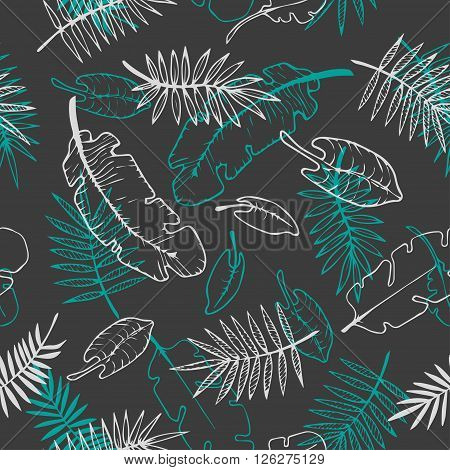 floral plants pattern. tropical leaves seamless background.