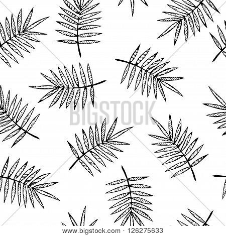 Vector floral plants pattern. tropical leaves seamless background.