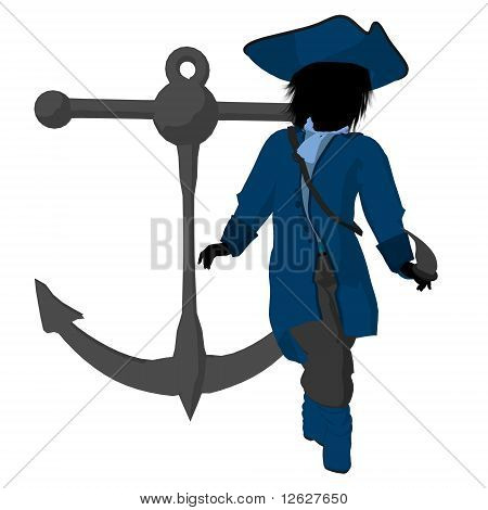 Adolescente pirata ilustração silhueta