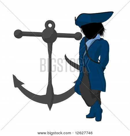 Adolescente pirata ilustração silhueta