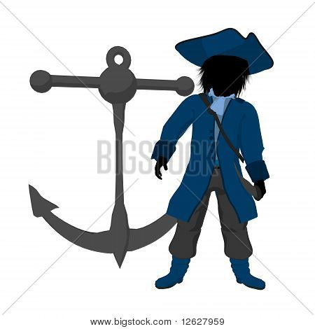 Adolescente pirata ilustração silhueta