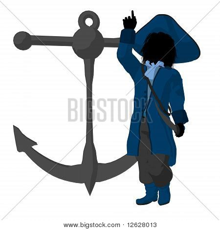 Adolescente pirata ilustração silhueta