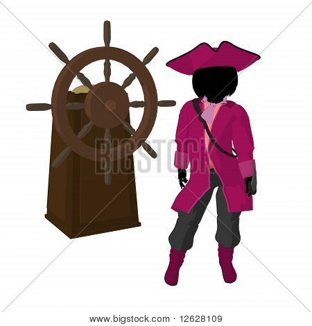 Adolescente pirata ilustração silhueta