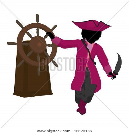 Adolescente pirata ilustração silhueta