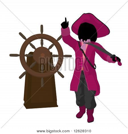 Adolescente pirata ilustração silhueta
