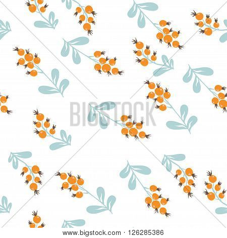 Forest berries. vector seamless pattern with hand painted red berries