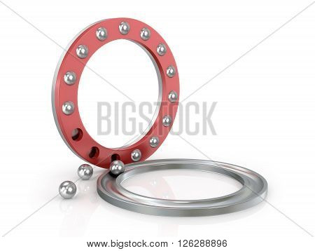 Bearing a ball bearing isolated white background. 3D illustration