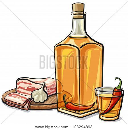 illustration of the ukrainian vodka with chilly pepper