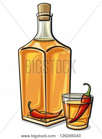 illustration of the traditional ukrainian spicy vodka