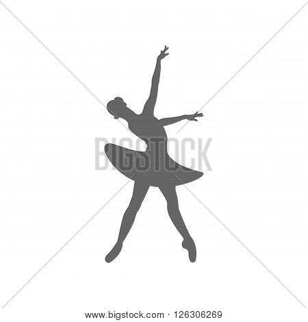 one woman ballerina ballet dancer dancing in silhouette on white background