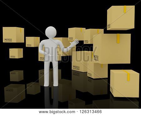 Creative abstract shipping concept 3d ob black
