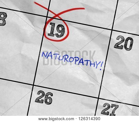 Concept image of a Calendar with the text: Naturopathy