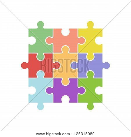 Jigsaw puzzle blank simple vector of nine pieces