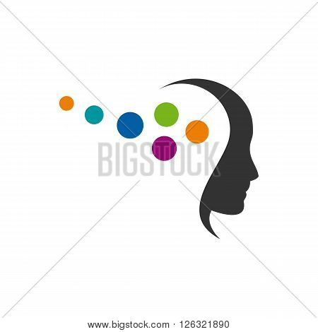 Colorful Woman Face with Waves. Abstract Female Head Silhouette for Logos and Icons Elements. Nature Cosmetics Symbol Concept.