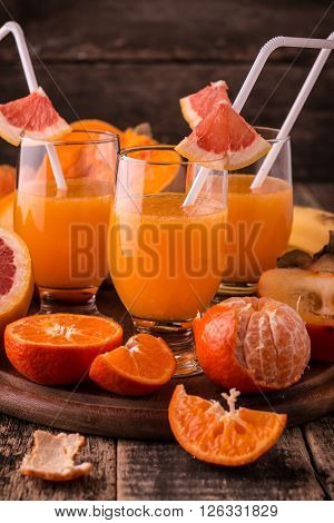 Fresh Organic Moothie With Banana, Pumpkin ,persimon, Orange,healthy Drink. Vegan Snack