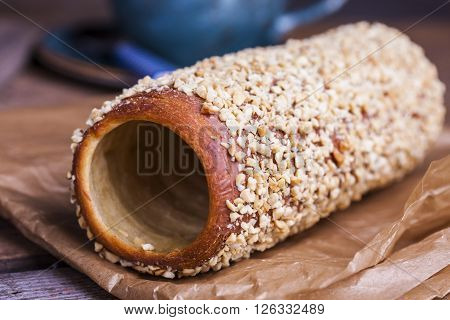 Hungarian round loaf with peanut and chocolate