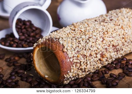 Hungarian round loaf with peanut and chocolate