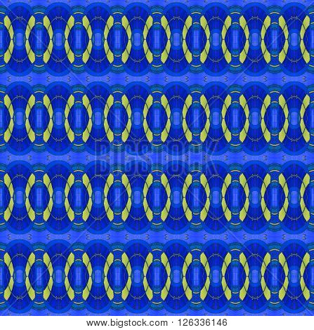 Abstract geometric seamless background. Ellipses pattern in dark blue shades and lemon lime green, conspicuous.