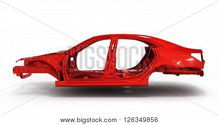 Red Back Body Car With No Wheel 3D Illustration