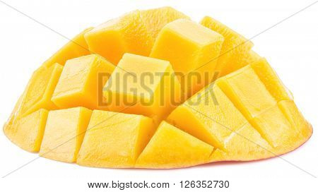 Mango cubes. Isolated on a white background.