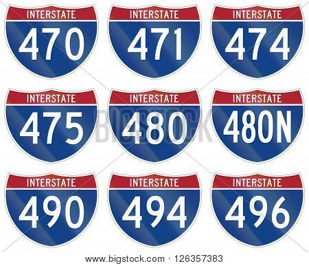 Collection Of Interstate Highway Shields Used In The Us
