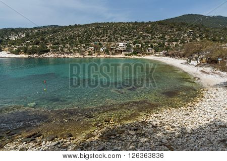 Amazing Panorama to village and beach of Aliki,Thassos island,  East Macedonia and Thrace, Greece