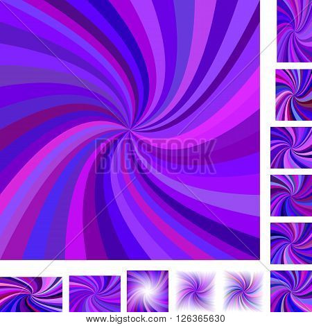 Purple vector spiral design background set. Different color, gradient, screen, paper size versions.