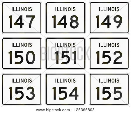Collection Of Illinois Route Shields Used In The United States
