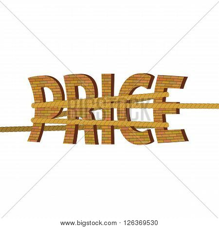 Related Orange Brick Letters Isolated on White Background. Price Concept