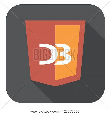 vector icon blue web shield  js framework  - isolated flat design illustration long shadow on while