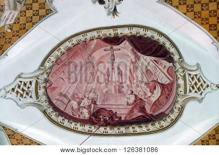 URSBERG, GERMANY - JUNE 09: Frescoes on the ceiling of the monastery church of St. John in Ursberg, Germany on June 09, 2015.