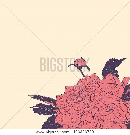 hand drawn flower and leaf. Vector illustration