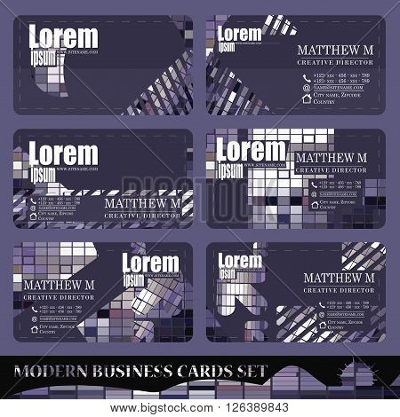Vector Set of business cards - gray purple