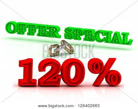 120 PERSENT OFFER SPECIAL business icon green keywords isolated on white background