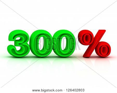 300 PERSENT business icon discount green and red keywords isolated on white background