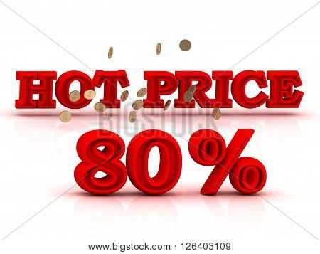 80 PERSENT HOT PRICE business icon red keywords isolated on white background