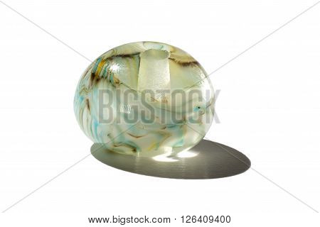 Hand made like marble glass bead on white background