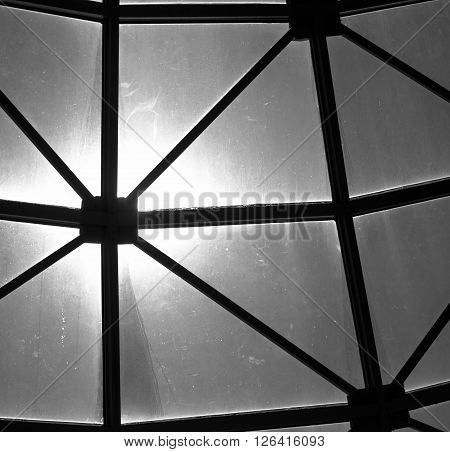 skylight black and white with sun backlighting